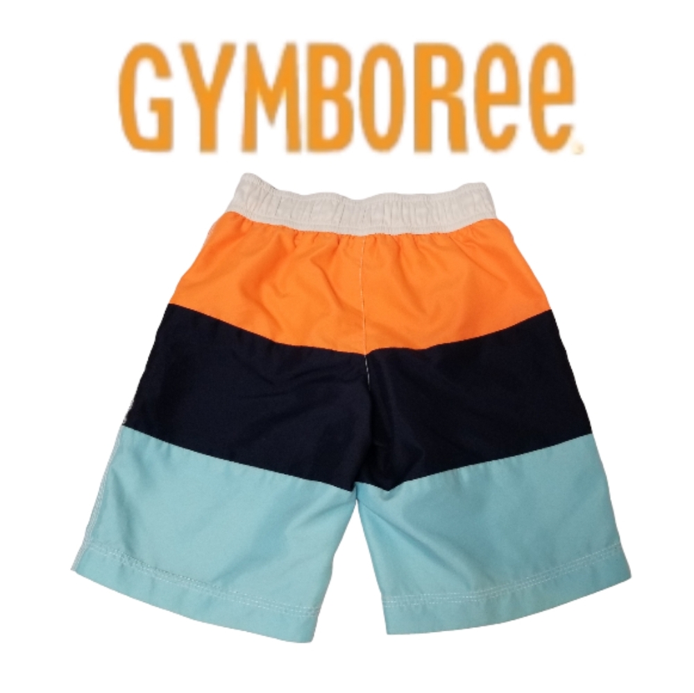 Gymboree Blue Orange & White Colorblock Swim Trunks Sz Sm 5-6